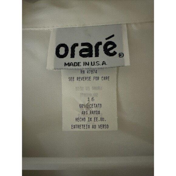 Vintage Women's 90s Orare Formal Shirt Ivory Blouse Long Sleeve Button up Sz 16 - Picture 10 of 12